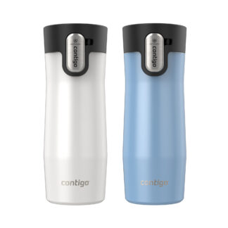 Contigo® West Loop 3.0 Stainless Steel Travel Mug with AUTOSEAL® Lid | 16oz | 2-Pack | Salt Frosted Pearl & Glacier Frosted Pearl