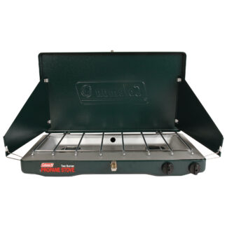 Coleman Classic Propane Gas Camping Stove | 2-Burner | Green | 20,000 BTUs | 2 Independently Adjustable Burners | Easy Cleaning