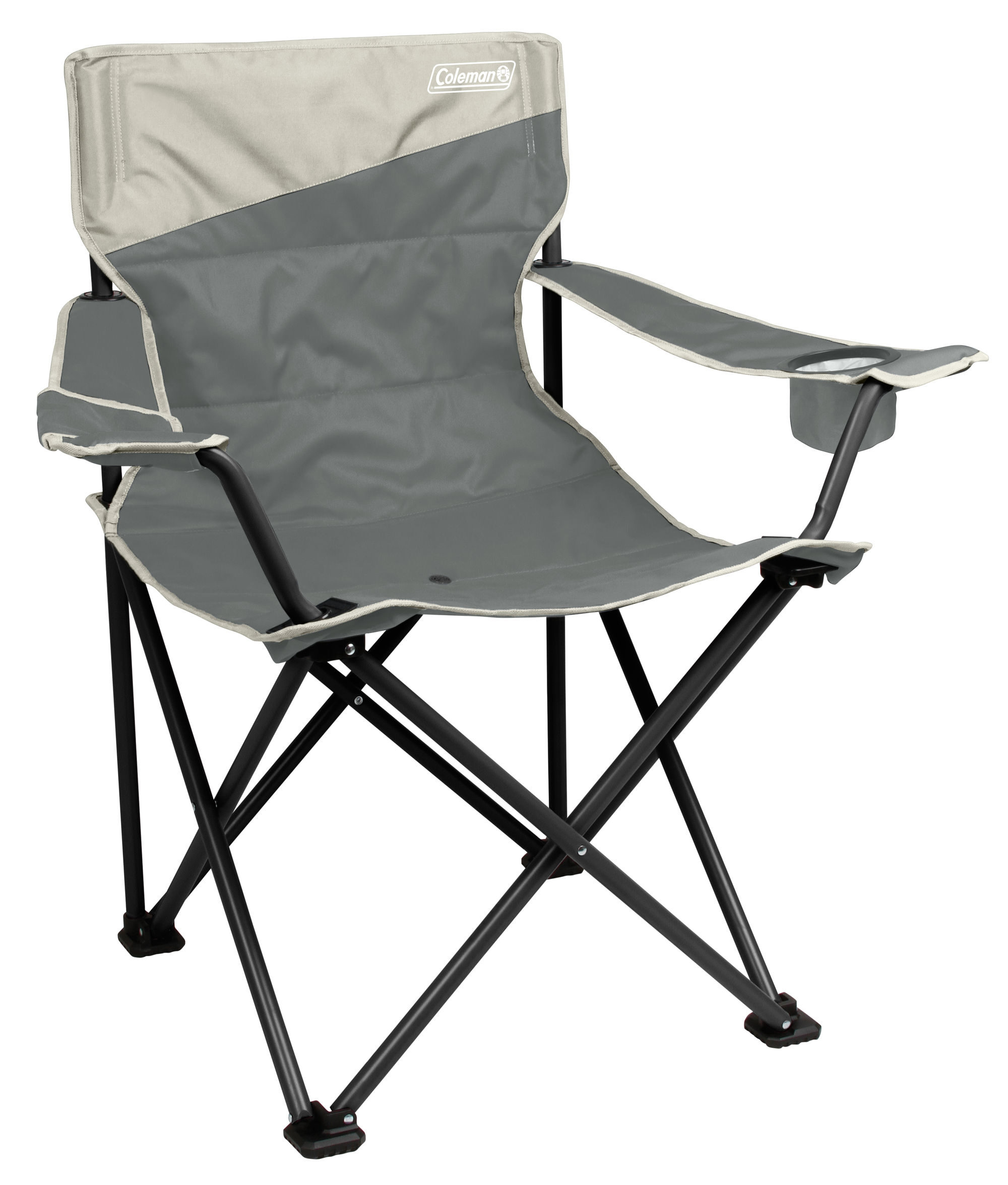 Coleman Big & Tall Quad Camping Chair | Seat width is 24 | Grey | Cup Holder