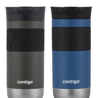 Contigo® Byron 2.0 Stainless Steel Travel Mug with SNAPSEAL™ Lid and Grip | 16oz | 2-Pack | Sake & Blue Corn | Cup Holder