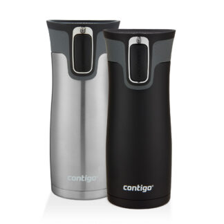 Contigo® West Loop 2.0 Stainless Steel Travel Mug with AUTOSEAL®Lid | 16oz | 2-Pack | Black & Stainless Steel | Cup Holder