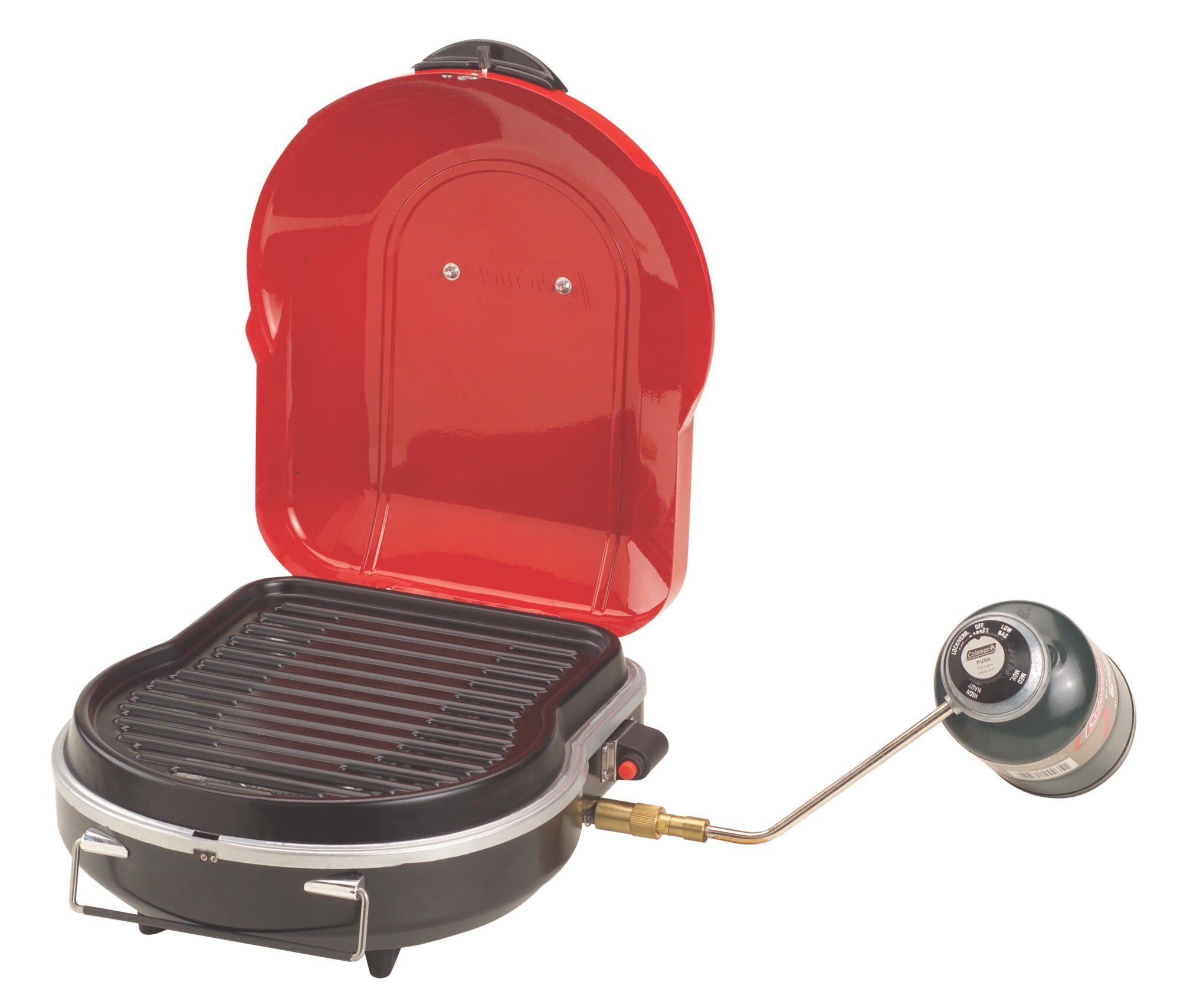 Coleman Fold N Go™+ Propane Grill | Red | Push-Button Ignition