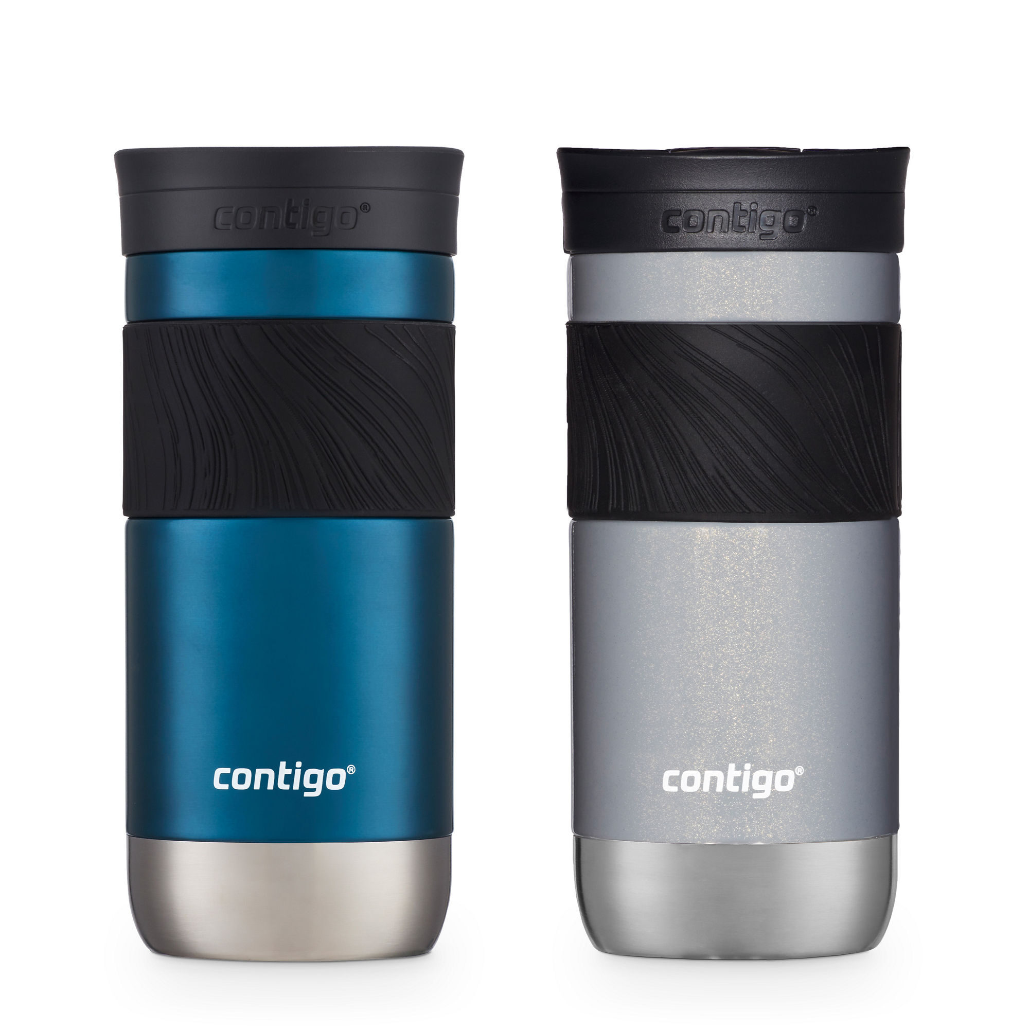 Contigo® Byron 2.0 Stainless Steel Travel Mug with SNAPSEAL™ Lid and Grip | 16oz | 2-Pack | Blueberry & Gold Morel | Cup Holder