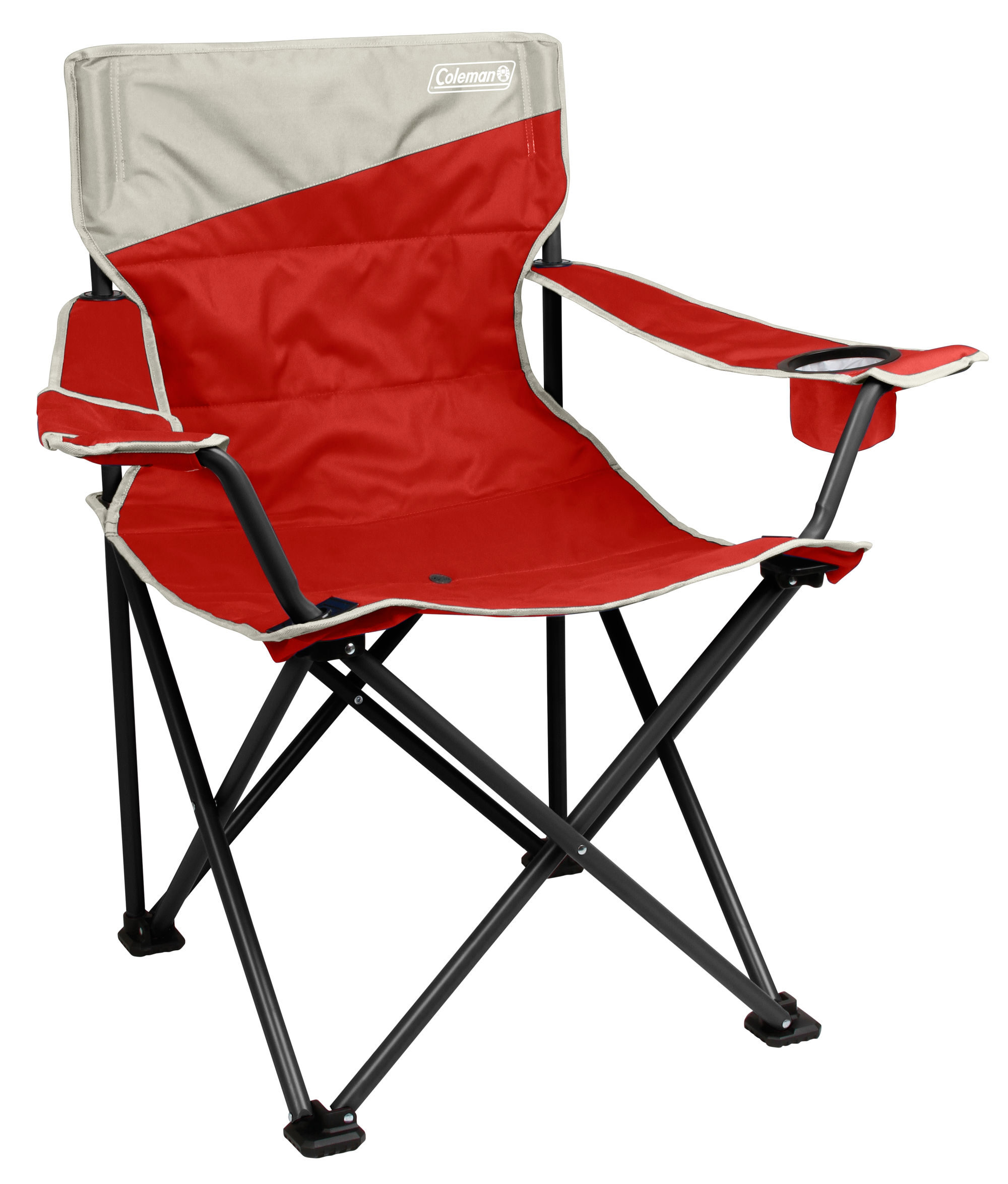 Coleman Big & Tall Quad Camping Chair | Seat width is 24 | Red | Cup Holder