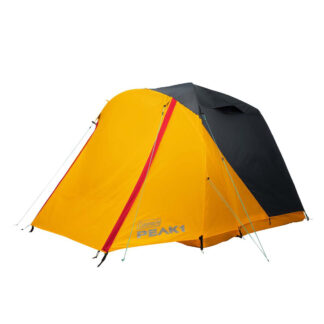 Coleman PEAK1™ 4-Person Dome Tent​ | Trail Weight 10 lbs. 5.1 oz.​​; Packed Weight 12 lbs. 15.1 oz.. LWH 94” x 94” x 70”​​ | Marigold & Dark Stone