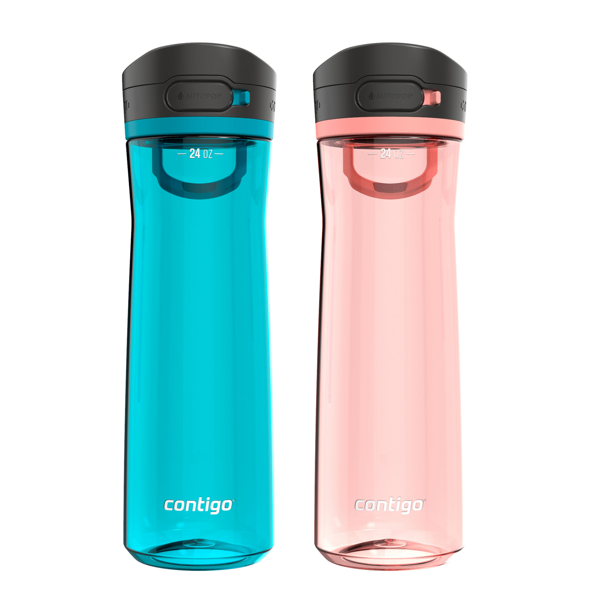 Contigo® Jackson 2.0 Tritan Water Bottle with AUTOPOP® Lid | 24oz | 2-Pack | Juniper & Pink Lemonade