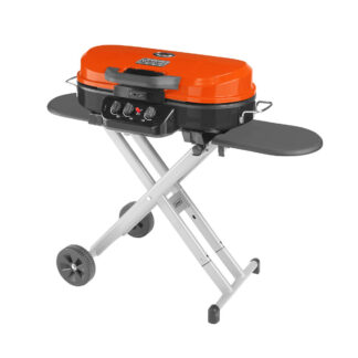 Coleman RoadTrip® 285 Portable Stand-Up Propane Grill | Orange | 20,000 BTUs | 3 Independently Adjustable Burners | Push-Button Ignition