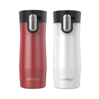 Contigo® West Loop 3.0 Stainless Steel Travel Mug with AUTOSEAL® Lid | 16oz | 2-Pack | Goji Berry Pearl & Salt Frosted Pearl