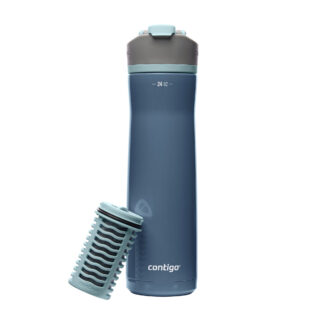 Contigo® Clybourn Chill Freeflow Filtration Stainless Steel Water Bottle with AUTOSEAL® Lid | 24oz | Dark Ice | Cup Holder