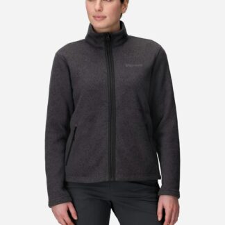 Marmot Women's Drop Line Sweater Fleece Full-Zip Jacket in Black Heather