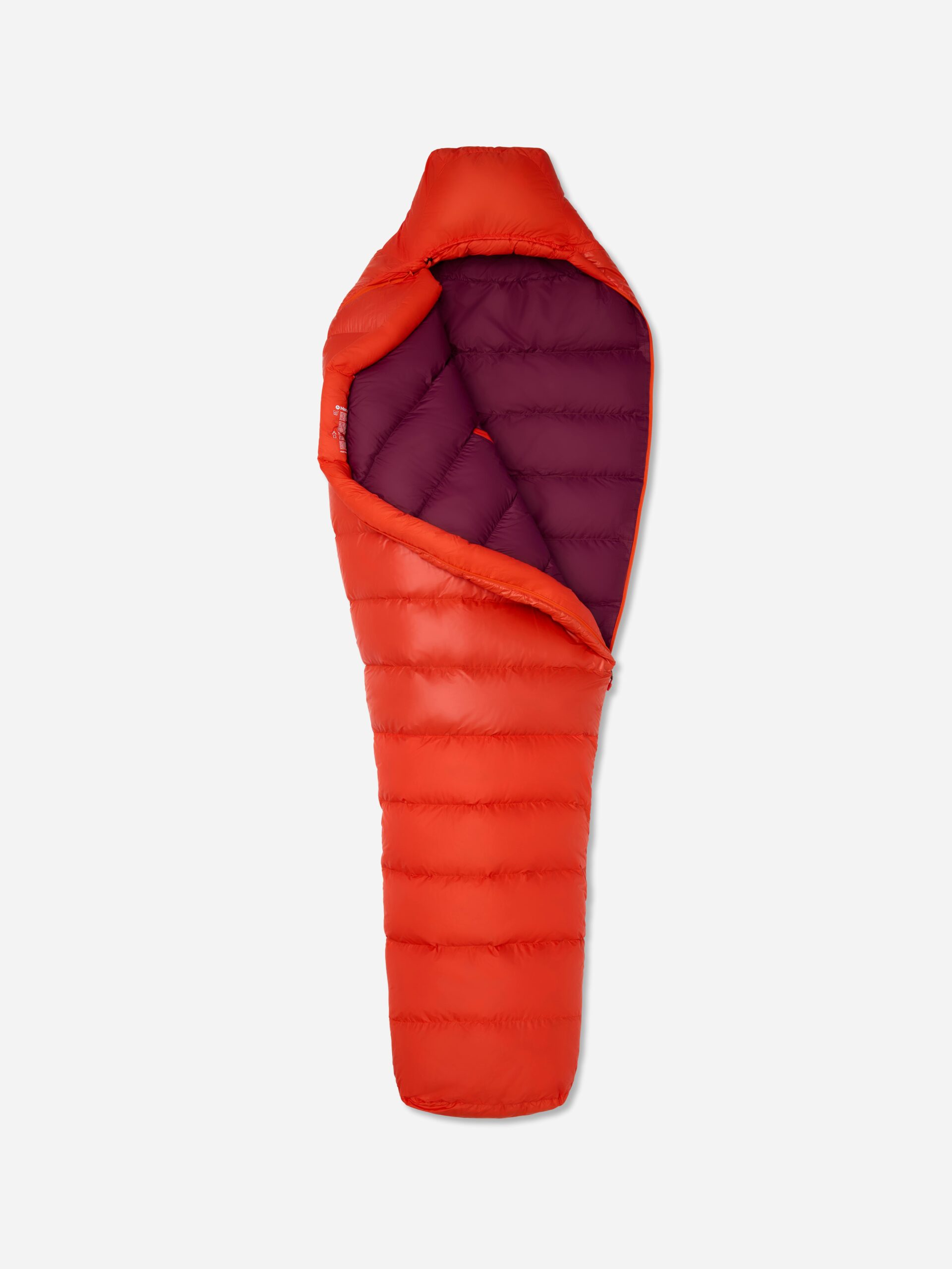 Marmot Mad River Down 40° Long Sleeping Bag in Red Sun/Blackberry - Image 2