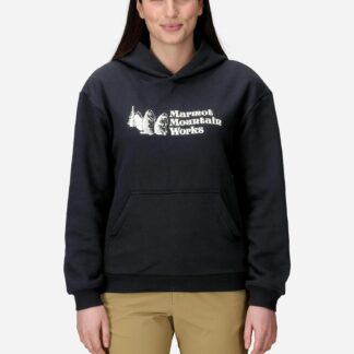 Marmot Women's Mountain Works Hoodie (Fall 2025) Shirt in Black | Cotton