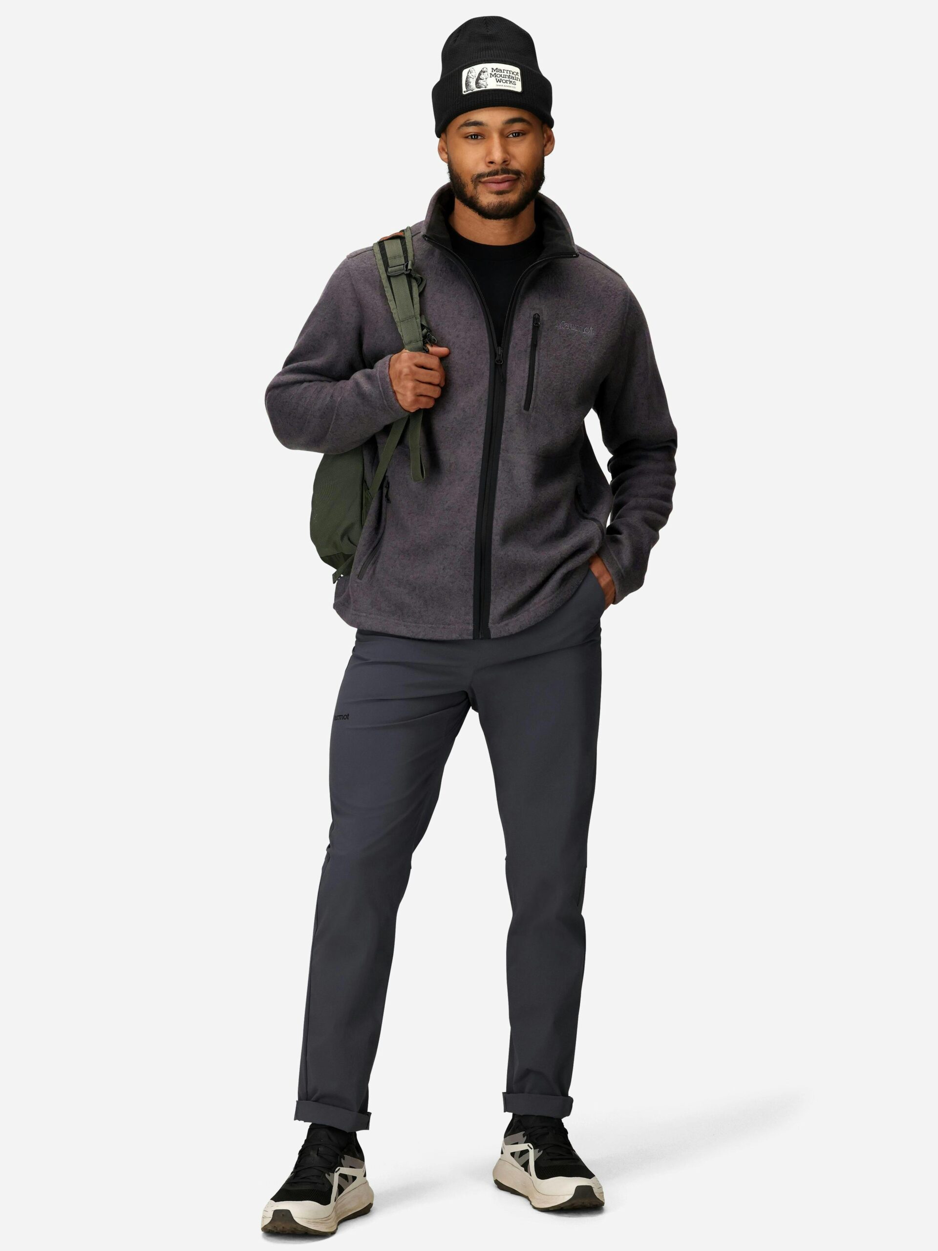 Marmot Men's Drop Line Sweater Fleece Full-Zip Jacket in Black Heather - Image 4