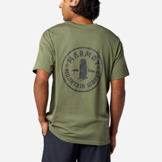 Marmot Men's Mountain Works Circle Critter Short-Sleeve T-Shirt (Spring 2026) in Olive Grove | Recycled Cotton