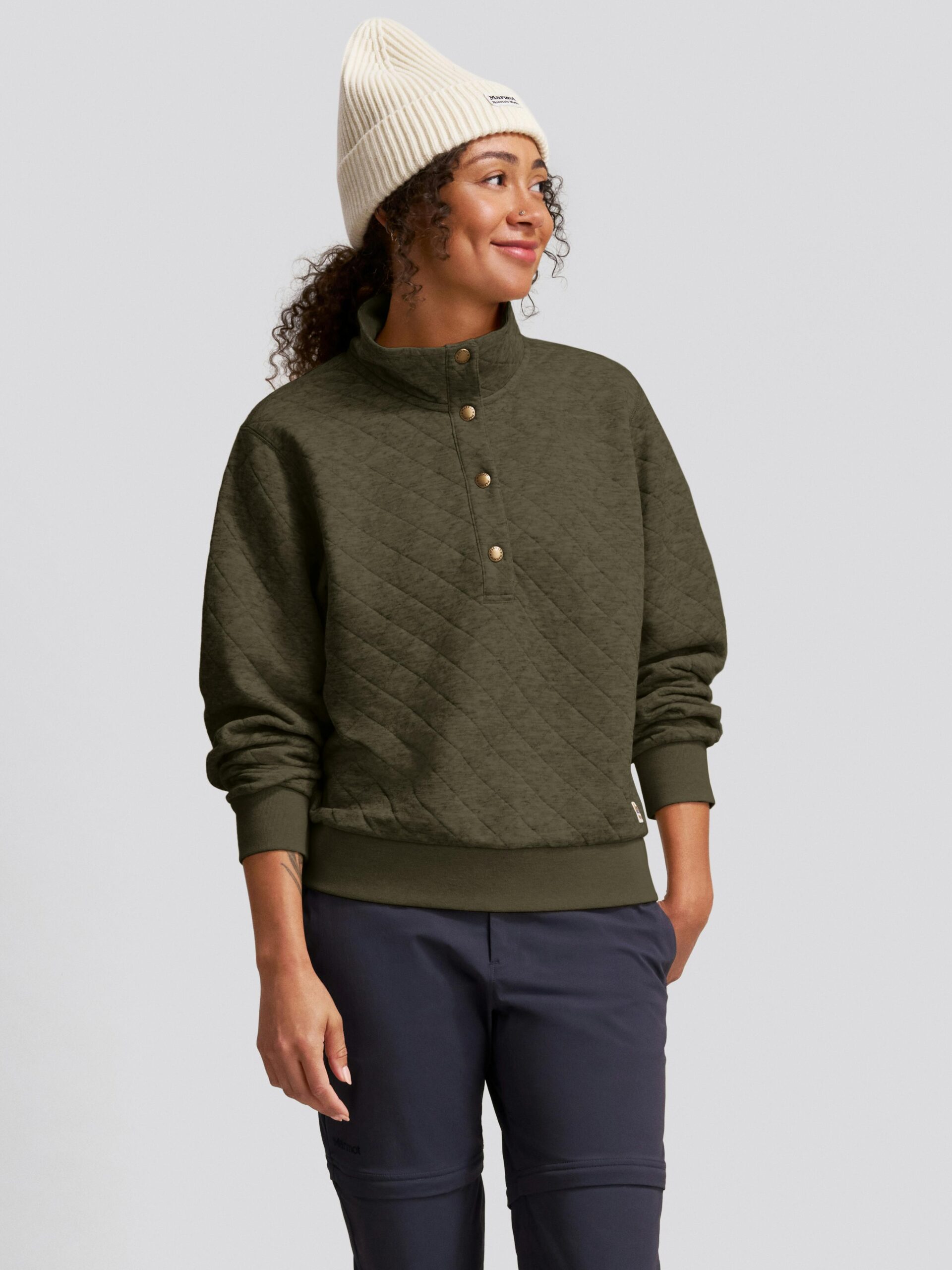 Marmot Women's Galen Quarter Snap Pullover (Spring 2025) in Nori Heather - Image 2